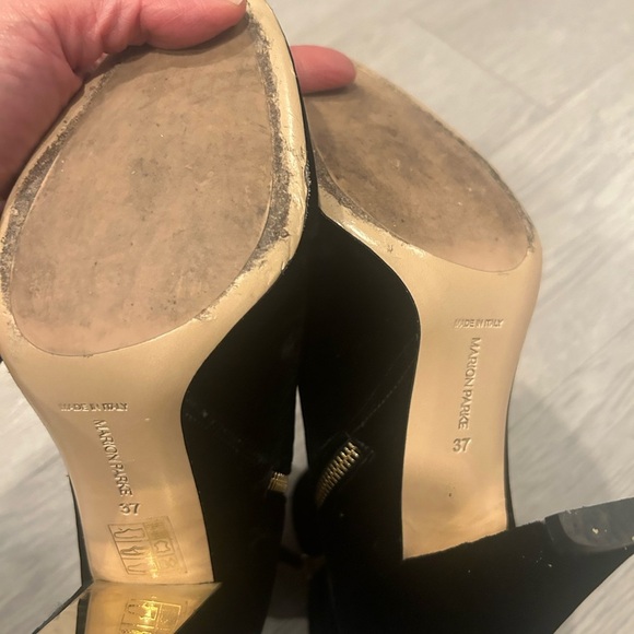 Marion Parke Ditto Velvet Cap Toe High Heeled Bootie Size 37 - Picture 7 of 7